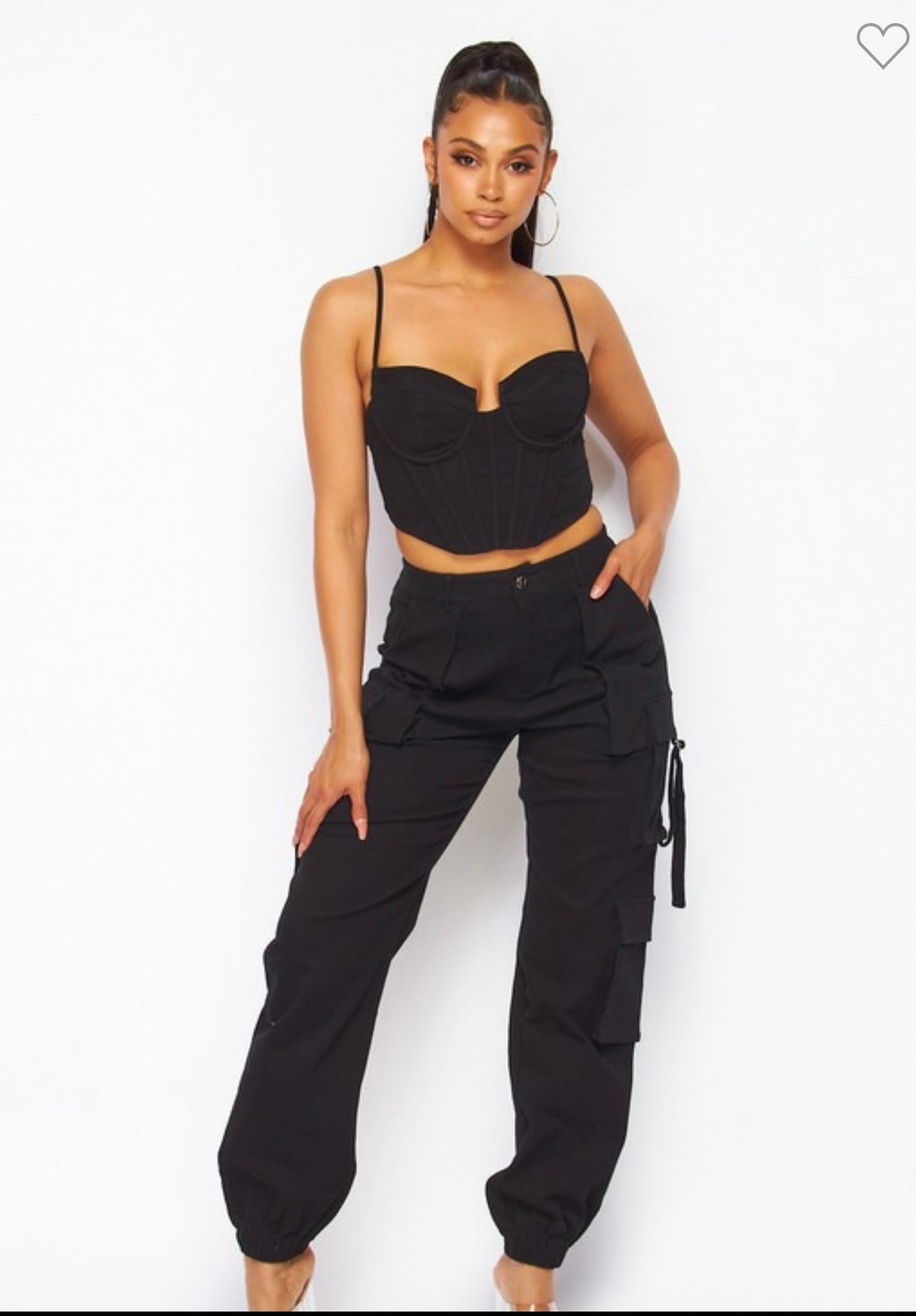 Lea Bustier Crop & Jogger Cargo Black
