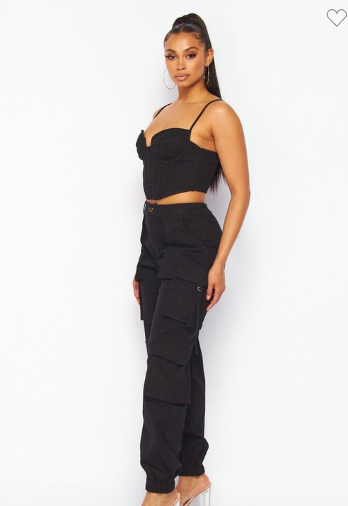 Lea Bustier Crop & Jogger Cargo Black