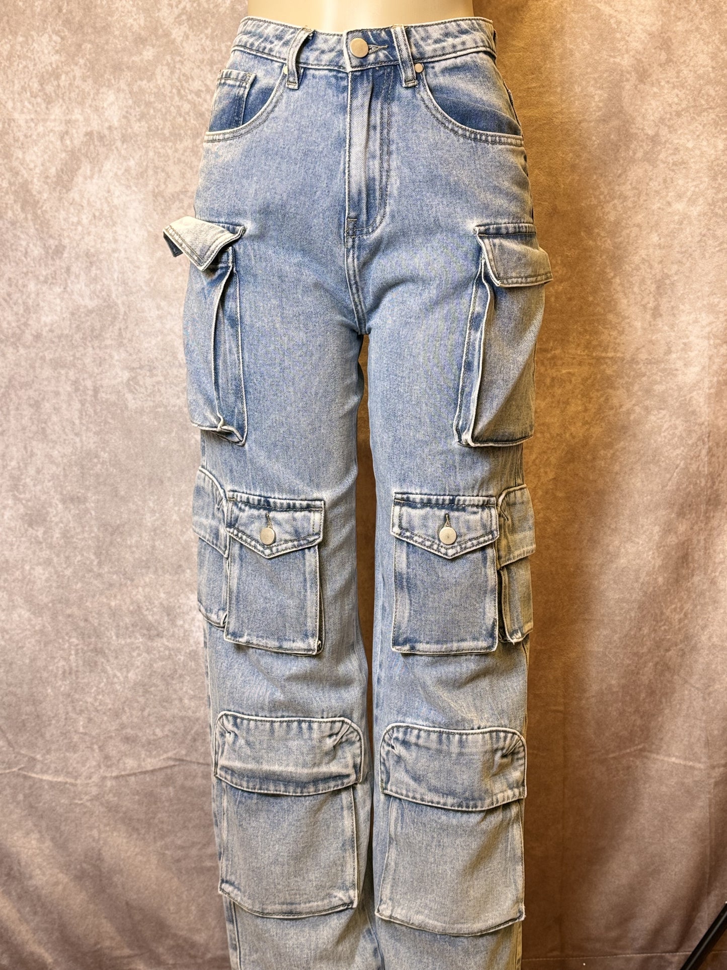 Jean Pockets Cargo Pants Blue