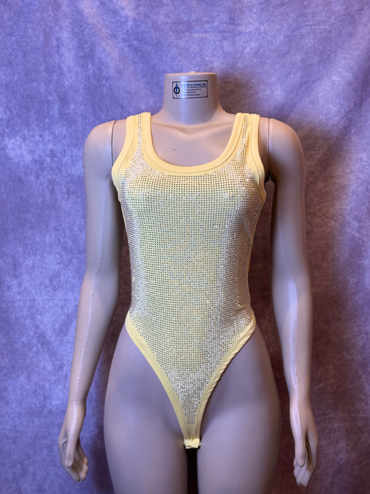 Shiny stones Body Suit Yellow