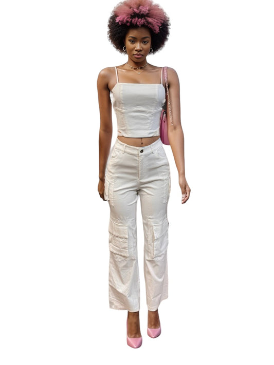 Hot Crop Top & Wide Cargo Ivory