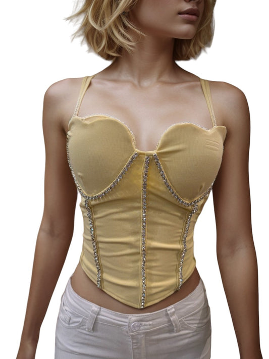 Jewels Ribbed Corset Yellow