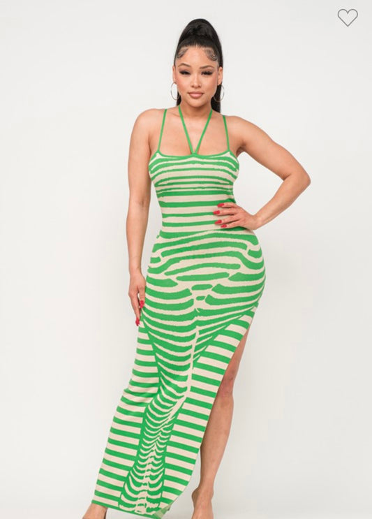 Sexy Me Slit Dress Green