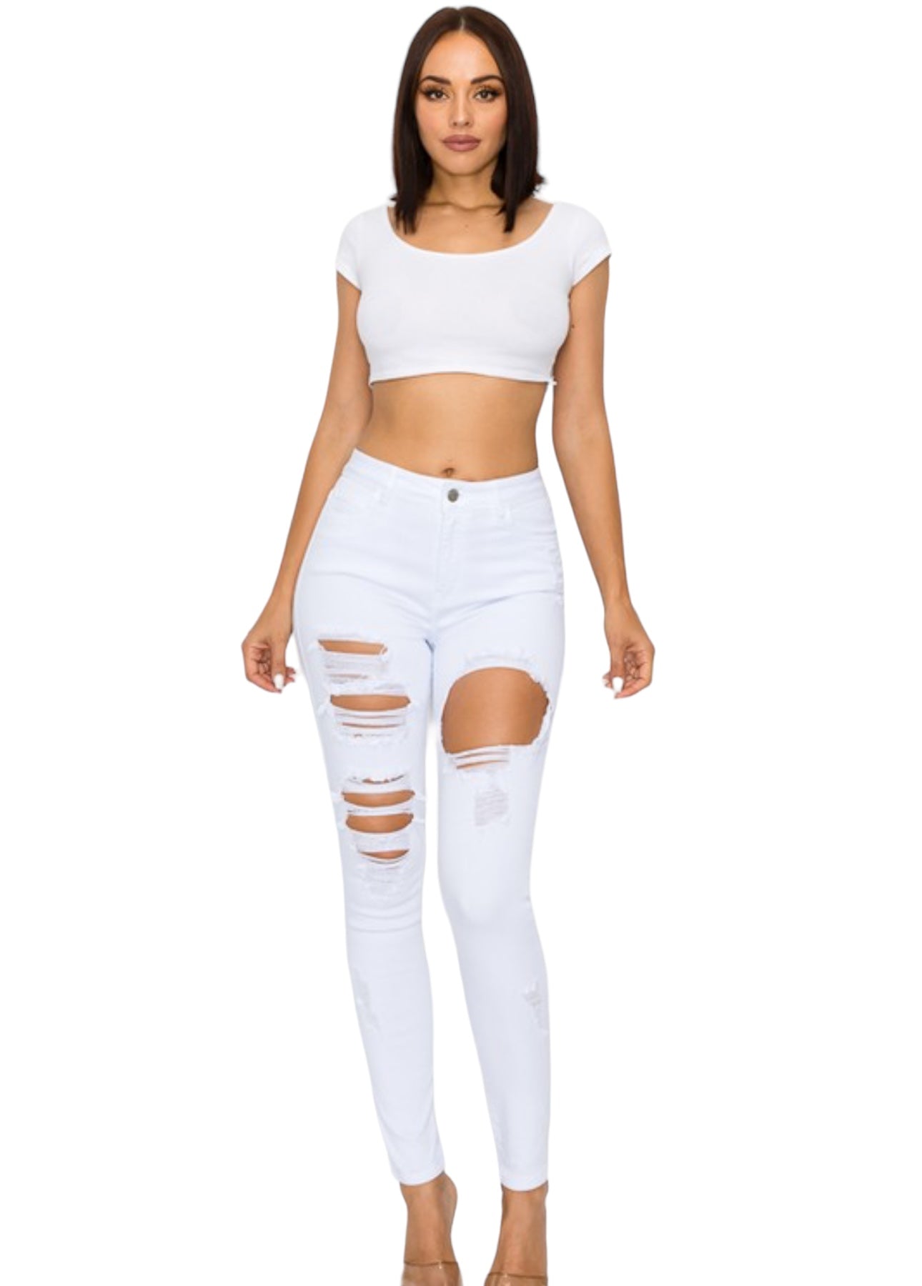 Encore Jeans Ripped V2111W White