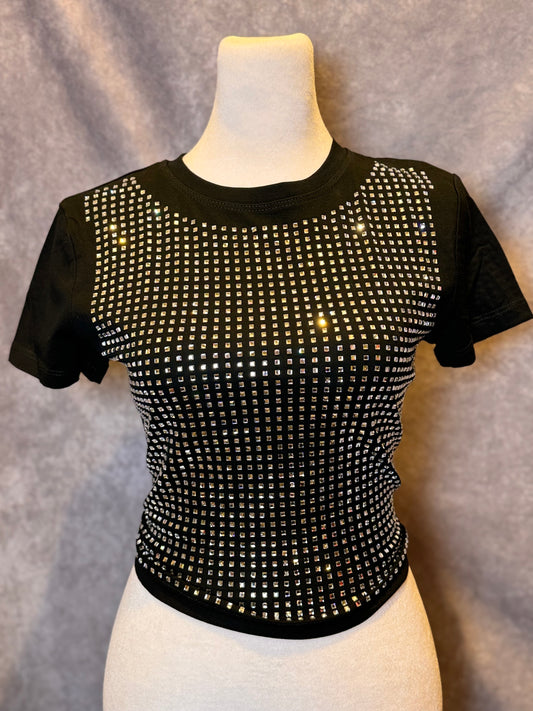 Studded Cropped T-shirt Black