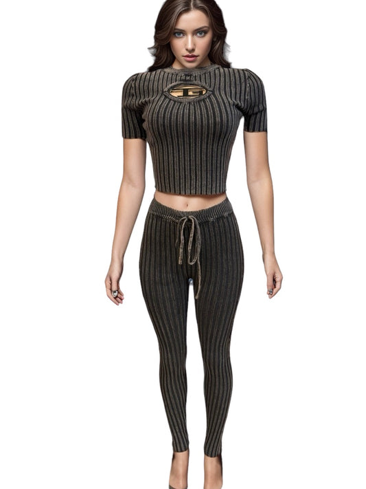 Ribbed Two Piece Set G Black