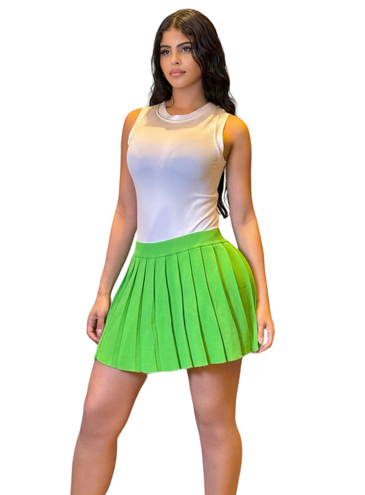 Rayon Mini skirt Green