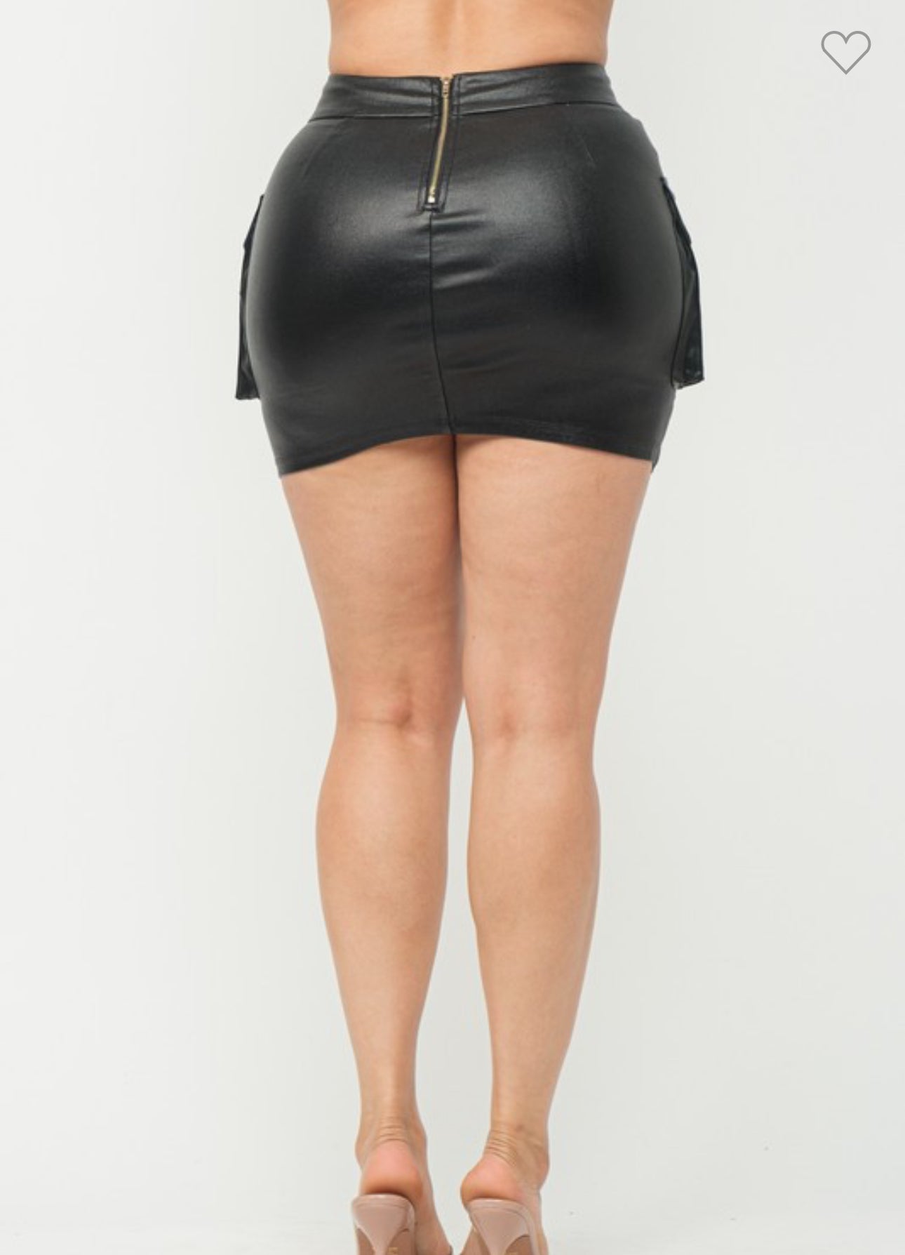 Cargo Mini Leather Skirt Black